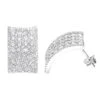 Wide 14K White Gold Designer Quarter Hoop Cluster Diamond Earrings Women's 3.25ct