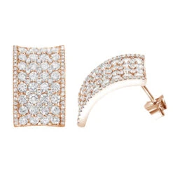 Wide 14K White Gold Designer Quarter Hoop Cluster Diamond Earrings Women's 3.25ct -Luxurman wide 14k gold designer quarter hoop cluster diamond earrings womens 325ct ro