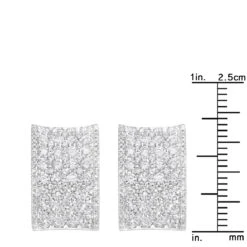 Wide 14K White Gold Designer Quarter Hoop Cluster Diamond Earrings Women's 3.25ct -Luxurman wide 14k gold designer quarter hoop cluster diamond earrings womens 325ct rulerwh