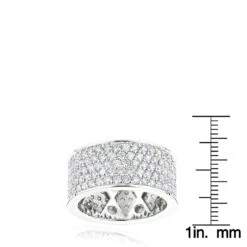 12mm Wide 14K White Gold Round Diamond Eternity Ring For Men & Women 6 Carats 11 12mm Wide 14K White Gold Round Diamond Eternity Ring For Men & Women 6 Carats -Luxurman wide 14k round diamond eternity ring 600ct p 22594 rulerwh