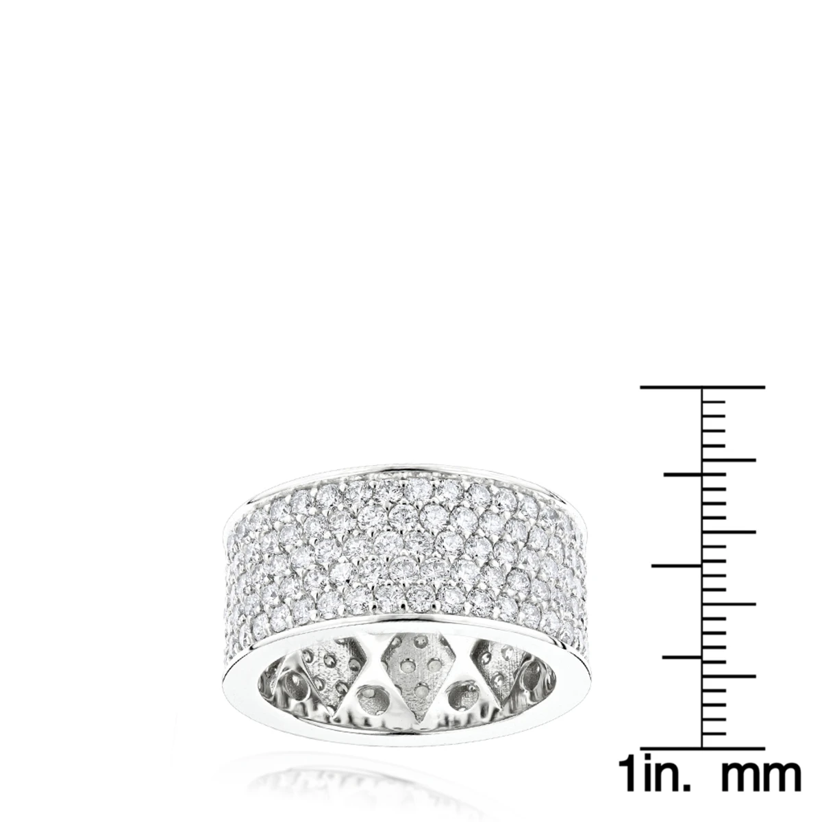 12mm Wide 14K White Gold Round Diamond Eternity Ring For Men & Women 6 Carats 6 12mm Wide 14K White Gold Round Diamond Eternity Ring For Men & Women 6 Carats - Image 6