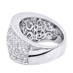 Women's 14K White Gold Pave Diamond Fashion Ring 3.6ct Wedding Band -Luxurman womens 14k gold pave diamond fashion ring 36ct wedding band backwh