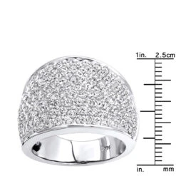 Women's 14K White Gold Pave Diamond Fashion Ring 3.6ct Wedding Band -Luxurman womens 14k gold pave diamond fashion ring 36ct wedding band rulerwh