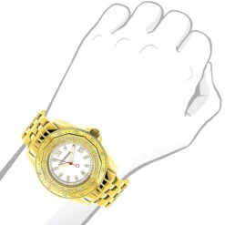 Women's Diamond Watch 0.25ct Yellow Gold Plated Luxurman -Luxurman womens diamond watch 025ct yellow gold luxurman 3