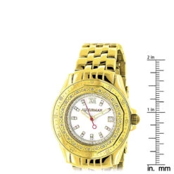Women's Diamond Watch 0.25ct Yellow Gold Plated Luxurman -Luxurman womens diamond watch 025ct yellow gold luxurman ruler