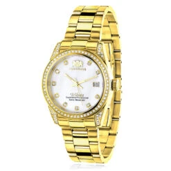 Women's Diamond Watch Yellow Gold Plated Luxurman Tribeca 1.5ct