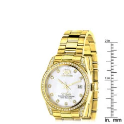 Women's Diamond Watch Yellow Gold Plated Luxurman Tribeca 1.5ct -Luxurman womens diamond watch yellow gold plated luxurman tribeca 15ct ruler