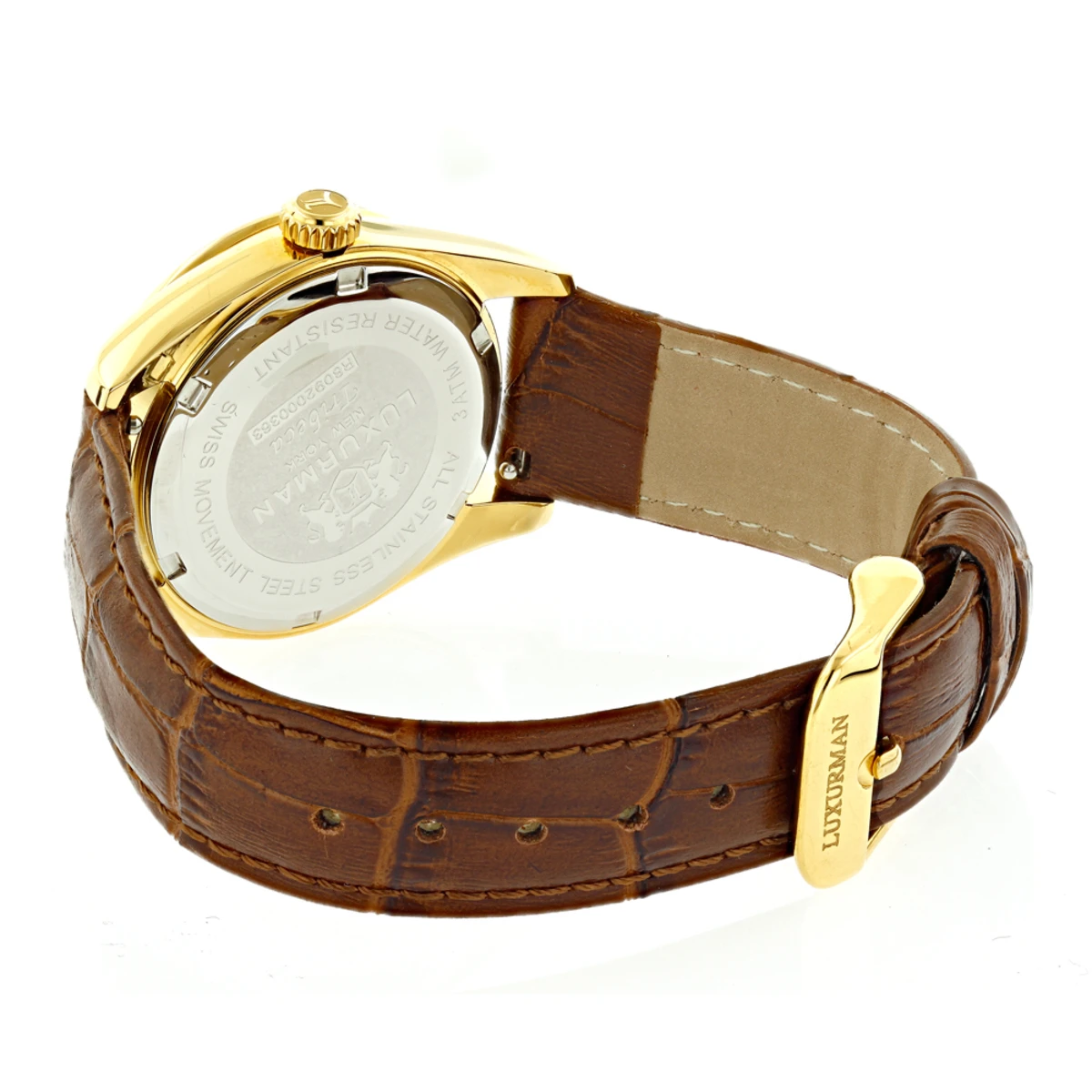 Women's Diamond Watch Yellow Gold Pltd W Leather Band Luxurman Tribeca 1.5ct 2 Women's Diamond Watch Yellow Gold Pltd W Leather Band Luxurman Tribeca 1.5ct - Image 2