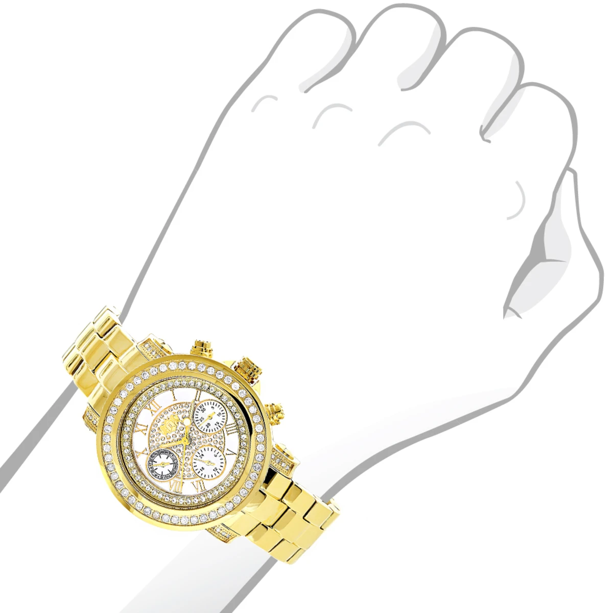 Women's Diamond Yellow Gold Plated Watch Luxurman Montana White Mop 2ct 3 Women's Diamond Yellow Gold Plated Watch Luxurman Montana White Mop 2ct - Image 3