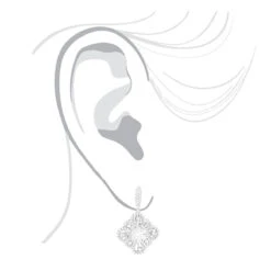 Women's Flower Diamond Dangle Earrings 1.8ct 14K White Gold -Luxurman womens flower diamond dangle earrings 18ct 14k gold bodwh