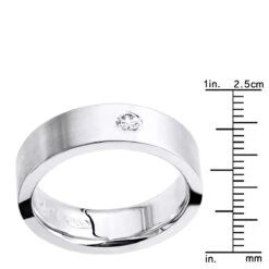 Women's Or Men's Solitaire Diamond Wedding Band 14K White Gold Comfort Fit -Luxurman womens or mens solitaire diamond wedding band in 14k gold comfort fit rulerwh