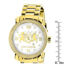 Large 49mm Yellow Gold Plated Diamond Watch For Men By Luxurman Phantom 0.12ct 9 Large 49mm Yellow Gold Plated Diamond Watch For Men By Luxurman Phantom 0.12ct -Luxurman yellow gold plated diamond watch for men by luxurman phantom 012ct ruler