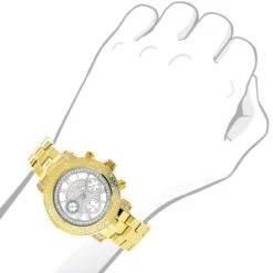 Yellow Gold Plated Luxurman Diamond Watch For Women 0.3ct White MOP Montana -Luxurman yellow gold plated luxurman diamond watch for women 03ct white mop montana 3